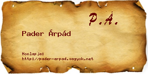 Pader Árpád névjegykártya